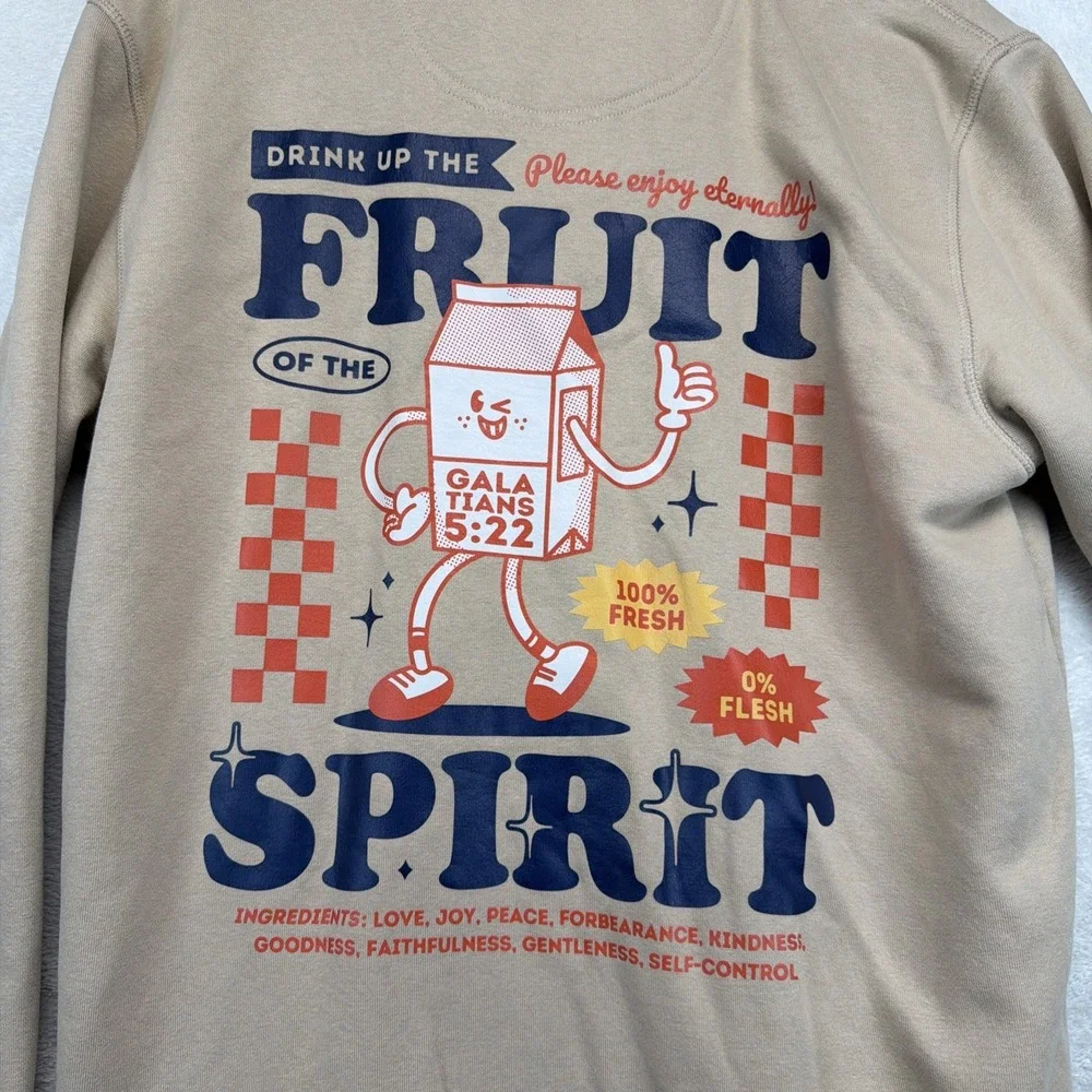Christian Fruit of the Spirit Graphic Sweatshirt Galatians 5:22 Men's Small